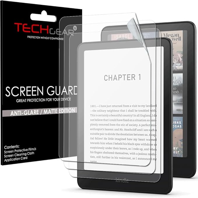 TECHGEAR Solutions TECHGEAR Displayschutzfolie für Kindle Paperwhite/Signature/Kids/Colorsoft 7 Zoll (2024), matt & blendfrei, 3er-Pack