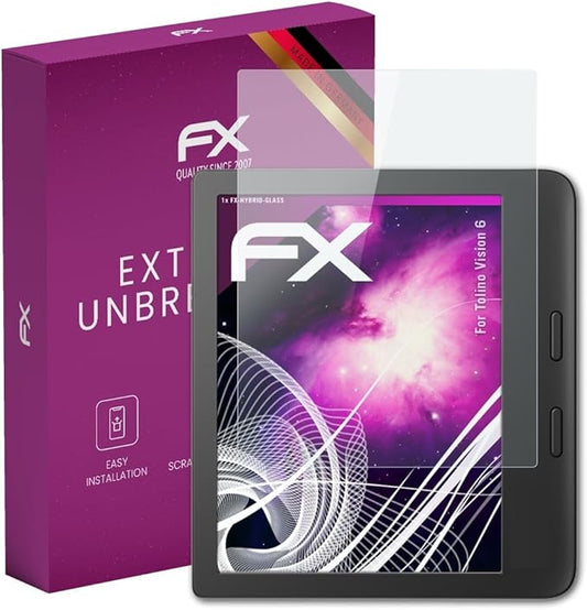 Nein Auslaufartikel (Produktion durch atFoliX FX Hybrid-Glass Panzerfolie für Tolino Vision 6, 9H Härte, splitterfrei, Anti-Fingerprint