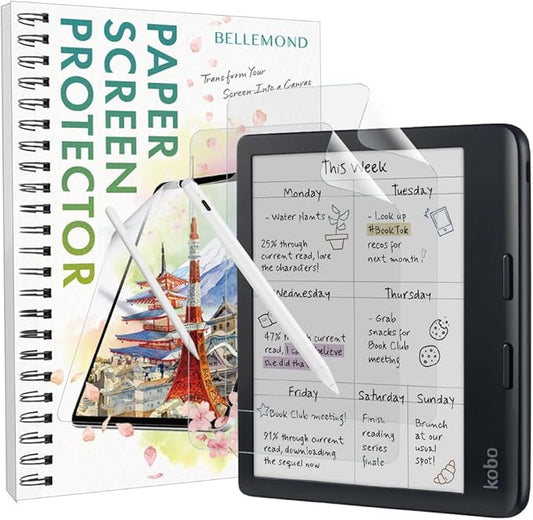 BELLEMOND 2er-Set Kent Paper Displayschutzfolie für Kobo Libra Colour & Libra 2 - Matt, Schreibgefühl, Blendfrei, Made in Japan – GFLPLKNTKB