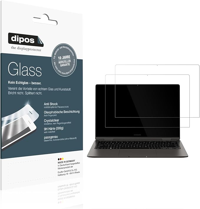 dipos 2x Displayschutz 9H klar für Samsung Galaxy Book 3 360 13.3" NP730QFG - Anti-Shock, splitterfrei, blasenfrei – 7938734